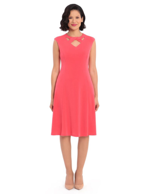 Ashley Cut Out Neck Fit And Flare Dress