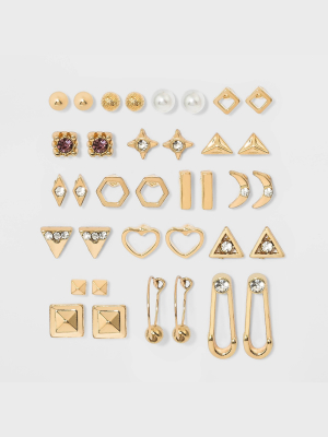 Star And Safety Pin Multi Earring Set 18pc - Wild Fable™ Gold