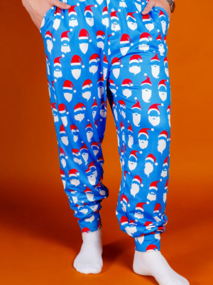 The 50 Shades Of Santa | Mens Blue Santa Faces Christmas Pajama Bottoms