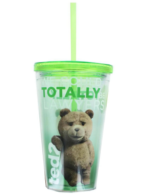 Just Funky Ted 2 "lawyers" 18oz Carnival Cup W/ Lid And Straw