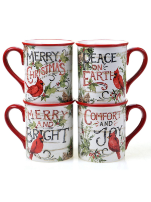 16oz 4pk Earthenware Evergreen Christmas Mugs - Certified International