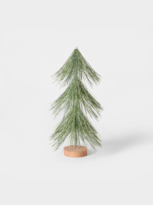 12in Unlit Tinsel Christmas Tree Decorative Figurine Green - Wondershop™