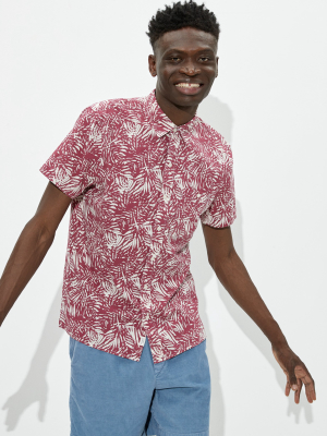 Ae Short-sleeve Tropical Print Button-up Shirt