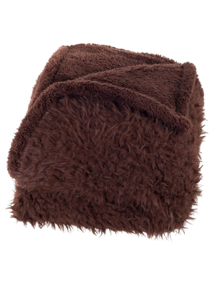 Brown Solid Fleece Sherpa Backed Throw (50"x60") - Yorkshire Home