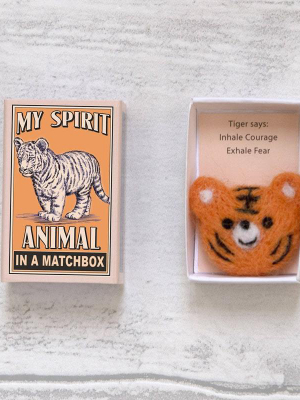 Wool Felt Tiger Spirit Animal In A Matchbox