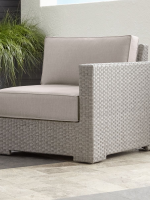 Ventura Quartz Modular Right Arm Chair With Silver Sunbrella ® Cushions