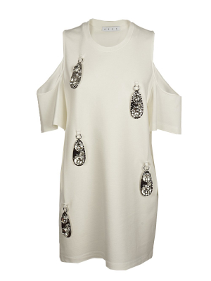 Area Crystal-embellished Cold Shoulder T-shirt Dress