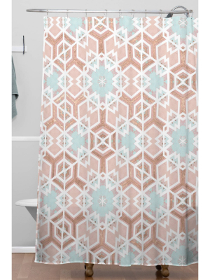 Monika Strigel Festive Geo Snowflake Christmas Shower Curtain Pink - Deny Designs