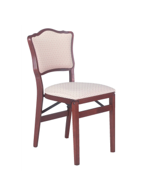 Set Of 2 French Upholstered Back Folding Chair Cherry - Stakmore