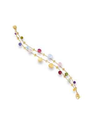 Marco Bicego® Paradise Collection 18k Yellow Gold Mixed Gemstone Two Strand Graduated Bracelet