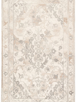 Arabia Handmade Floral White & Gray Area Rug