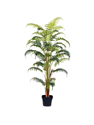 Vickerman Artificial Potted Fern Palm With Real Touch Leaves