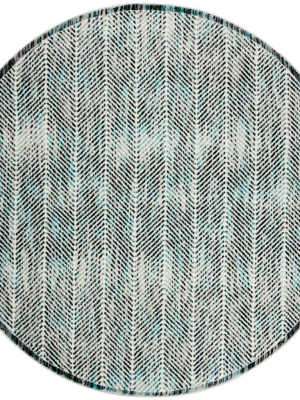 Skyler Chevron Gray/blue Round Rug