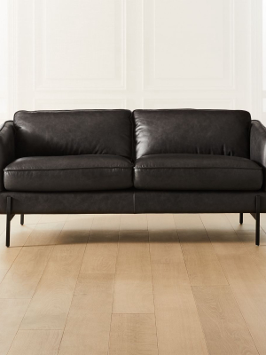 Hoxton Black Leather Loveseat With Black Legs
