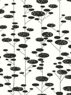 Retro Trees Peel & Stick Wallpaper In Black And White By Roommates For York Wallcoverings