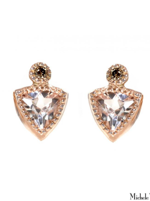 Milgrain Topaz Rose Gold Stud Earrings