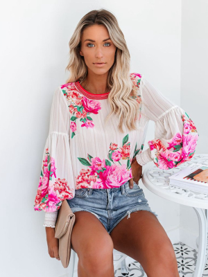 Valencia Rose Printed Blouse - Pink Multi