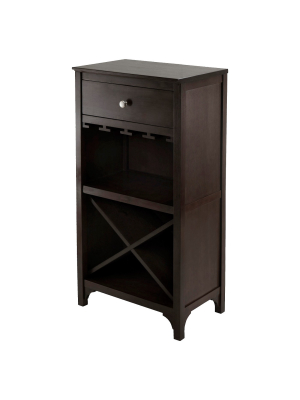 X-shelf Drawer Wine Cabinet Wood/coffee - Winsome