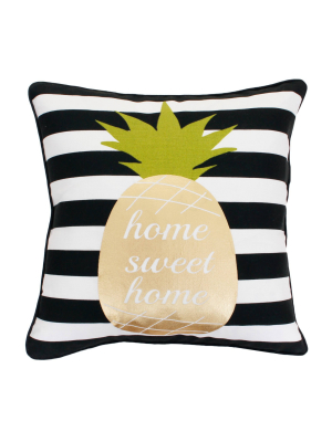 Décor Therapy 18"x18" Good Vibes Pineapple Throw Pillow Black/white