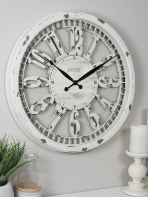 20" Whitney Farmhouse Wall Clock Antique Cream - Firstime & Co.