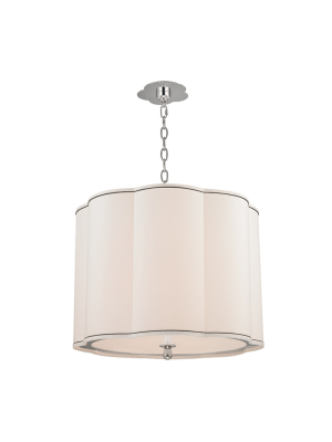 Hudson Valley Lighting Sweeny 4-bulb Pendant - Polished Nickel & White With Navy Blue Trim