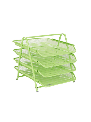Mind Reader Desk Organizer With 4 Sliding Trays Green