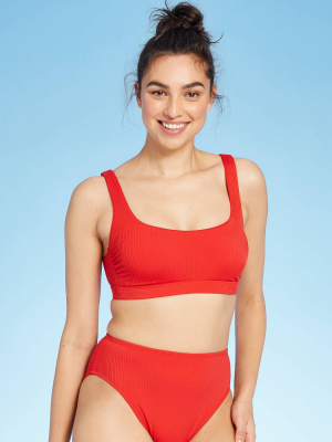 Women's Textured Bralette Bikini Top - Kona Sol™ Red