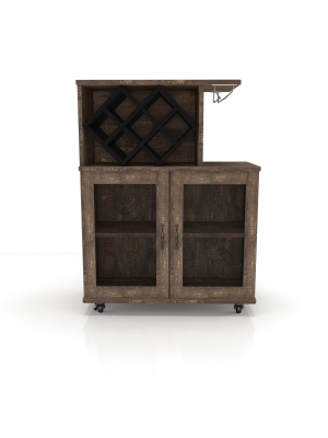 Morse Farmhouse Mobile Wine Cabinet Reclaimed Oak - Homes: Inside + Out