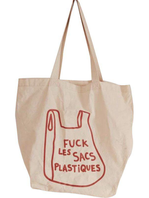 F&$! Plastique French Printed Cotton Tote Bag