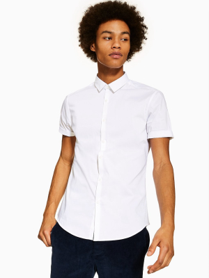 White Stretch Skinny Short Sleeve Shirt