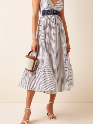 Canazei Striped Cotton Poplin Midi Dress