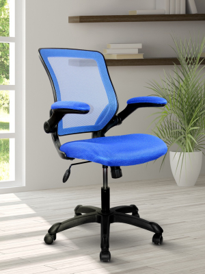 Mesh Task Office Chair With Flip Up Arms Blue - Techni Mobili