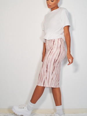 Stone Tie Dye Printed Midi Skirt