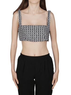 Valentino Optical Bouclé Cropped Top