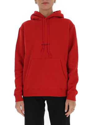 Saint Laurent Logo Print Drawstring Hoodie