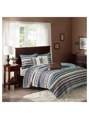 Blue Beau Printed Quilt Set 6pc