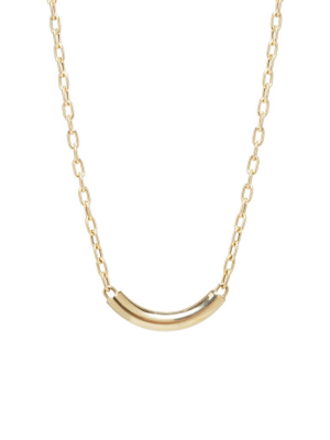 14k Medium Oval Link Curved Chubby Bar Necklace