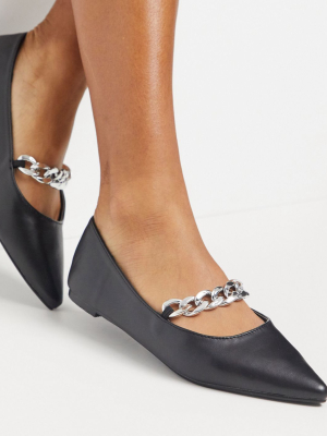 Z_code_z Exclusive Aisa Vegan Flat Shoes With Chunky Chain In Black