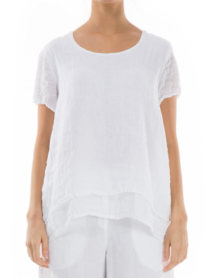 Layered White Linen Blouse