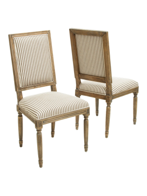 Set Of 2 Madison Weathered Oak Dining Chairs Dark Coffee - Christopher Knight Home