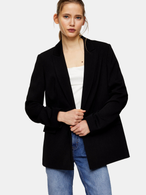 Black Soft Single Breasted Suit Blazer