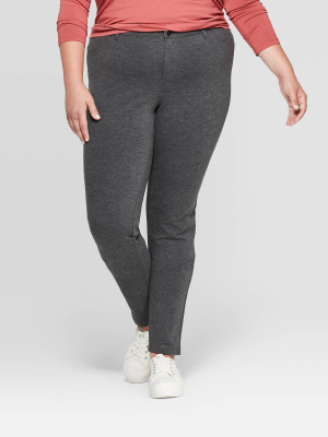 Women's Plus Size 5 Pocket Ponte Skinny Pants - Ava & Viv™