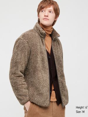 Men Fluffy Yarn Fleece Full-zip Jacket