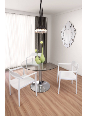 Modern Tempered Glass And Chromed Steel Tube 39" Round Dining Table - Clear - Zm Home