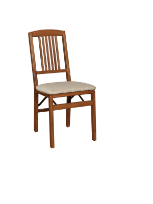 2 Piece Mission Back Folding Chair Cherry - Stakmore