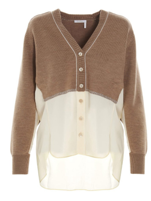 Chloé Two-tone V-neck Cardigan