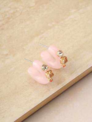 Cloud Pink Resin Hoop Earrings