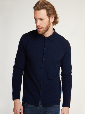 Button Down Polo Shirt In Navy