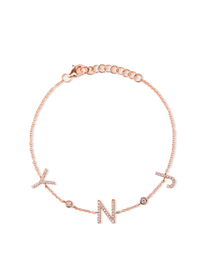 14kt Rose Gold Diamond Personalized Initials Bracelet