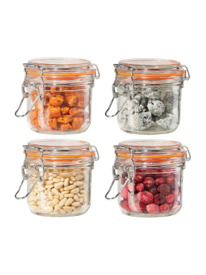 Oggi 4 Piece Airtight Glass Canister Set With Clamp Lids And Silicone Gaskets